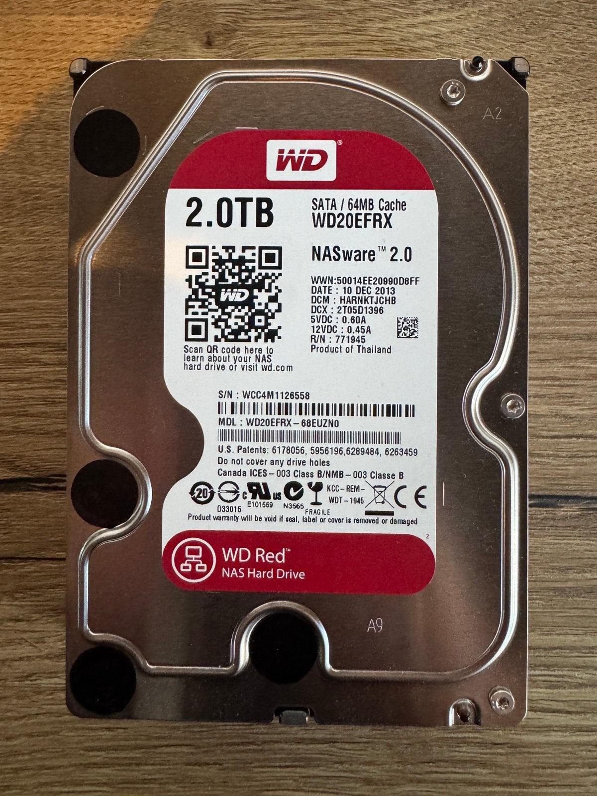 WD Red NASware HDD 2Tb, Computers en Software, Gebruikt, Desktop, Intern, 2Tb