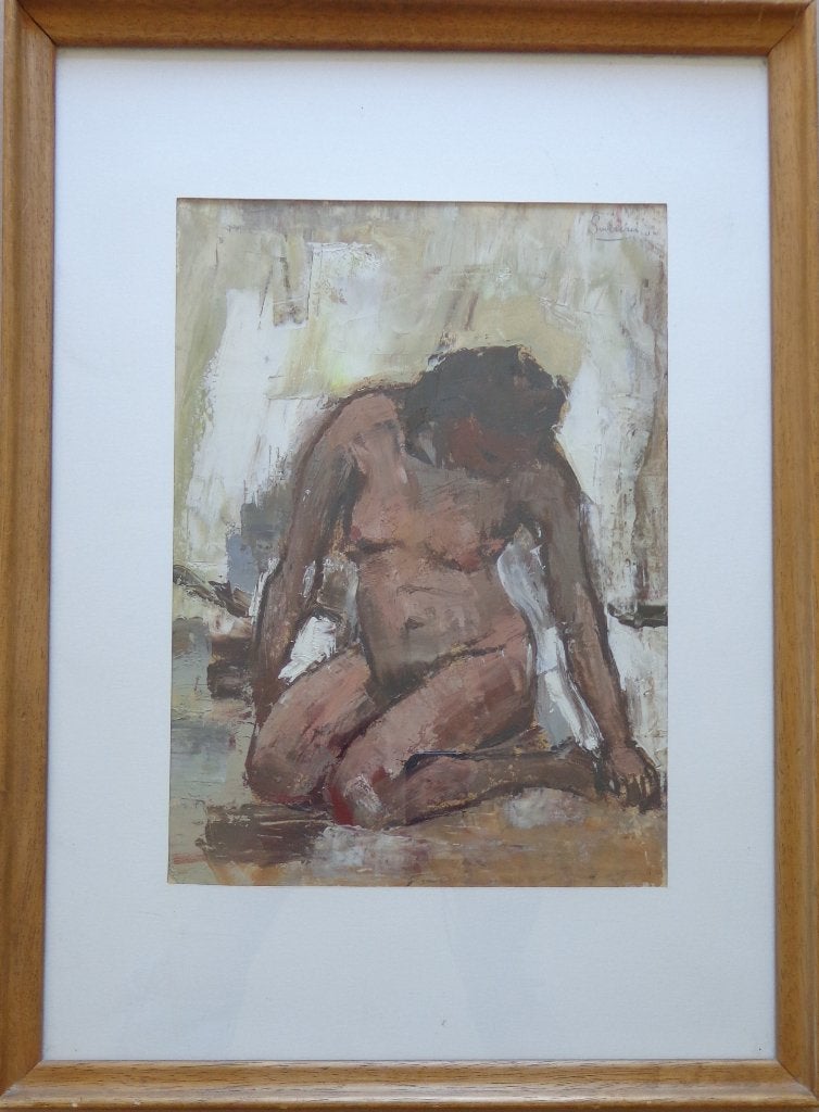 JACK GODDERIS / NAAKTE VROUW / OLIEVERF / 51x37cm / KADER, Antiek en Kunst, Kunst | Schilderijen | Modern, Ophalen of Verzenden