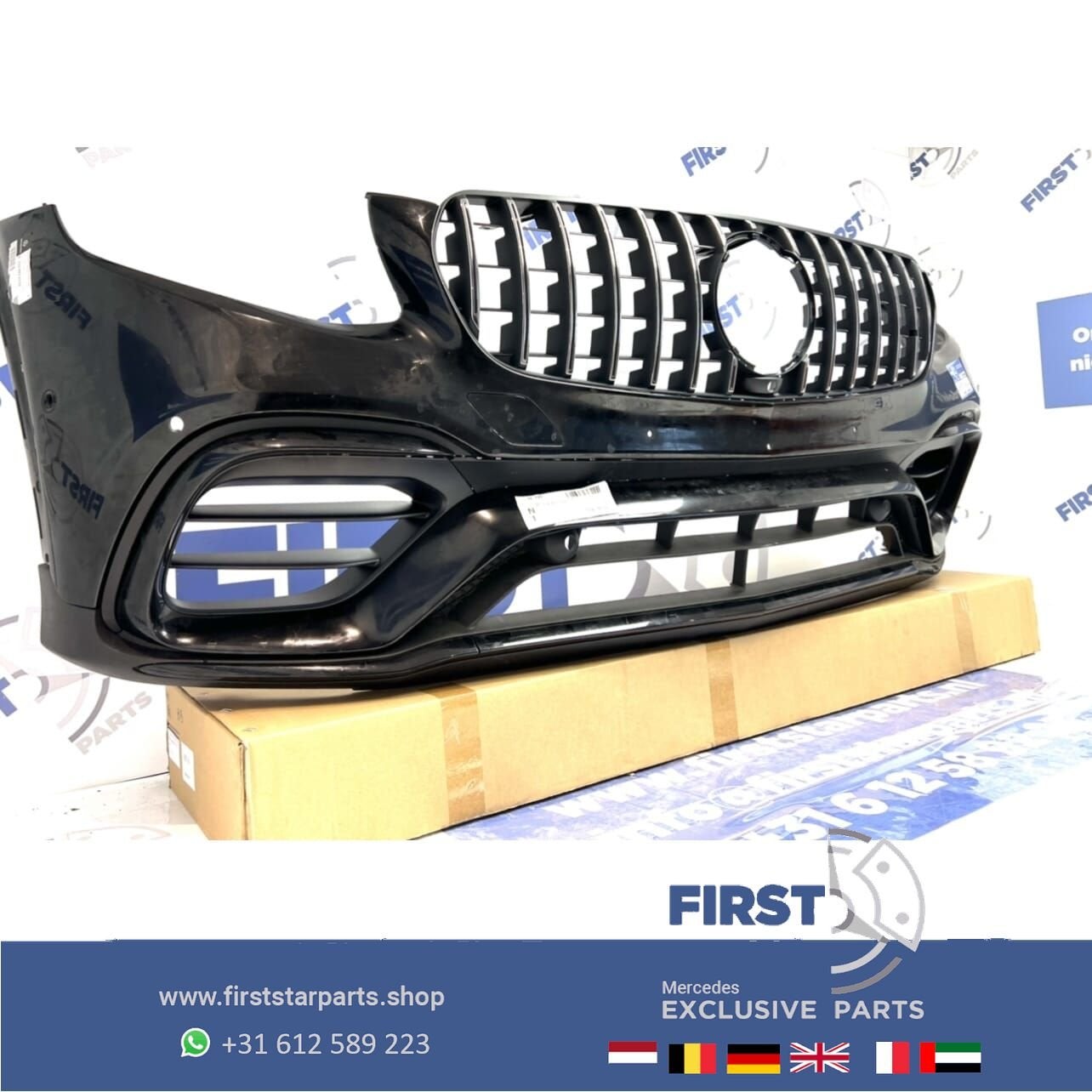 W253 C253 2018 GLC63 AMG VOORBUMPER COMPLEET ZWART Mercedes, Gebruikt, -, Voor, Ophalen of Verzenden