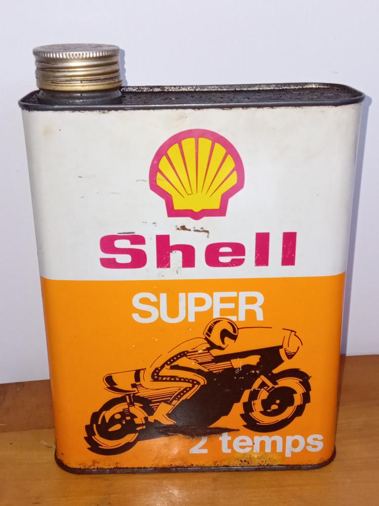 Zeldzaam en decoratief olieblik SHELL Super 2-takt, Verzamelen, Blikken, Ophalen of Verzenden, Zo goed als nieuw
