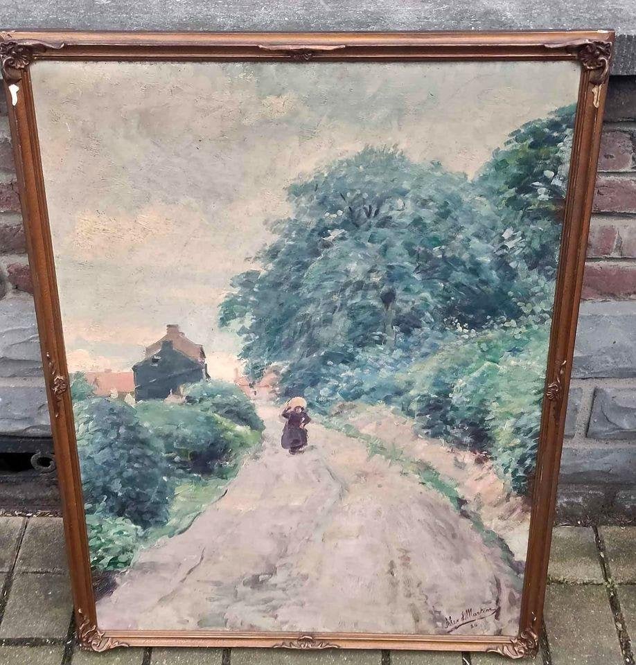 huile sur toile chemin anime signe alex louis martin, Enlèvement, Toile