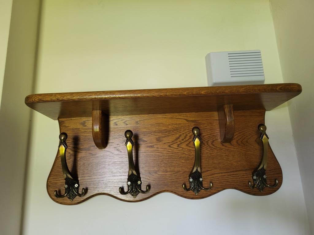 Eikenhout kapstok met 4 haken., Gebruikt, Minder dan 100 cm, Hout, Ophalen