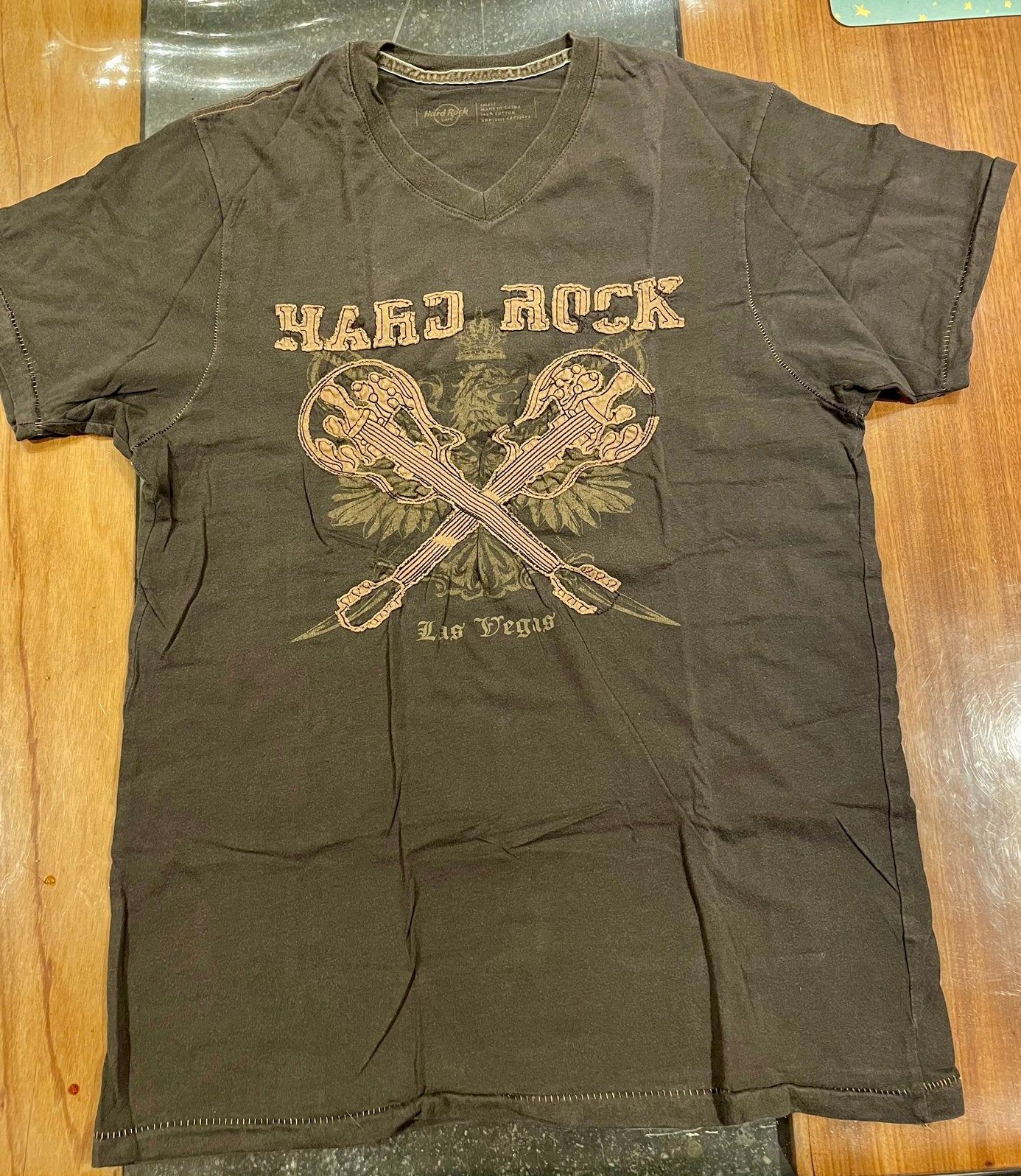 Hard Rock Cafe - Las Vegas - t-shirt bruin small, Ophalen of Verzenden, Zo goed als nieuw, Maat 46 (S) of kleiner, Bruin