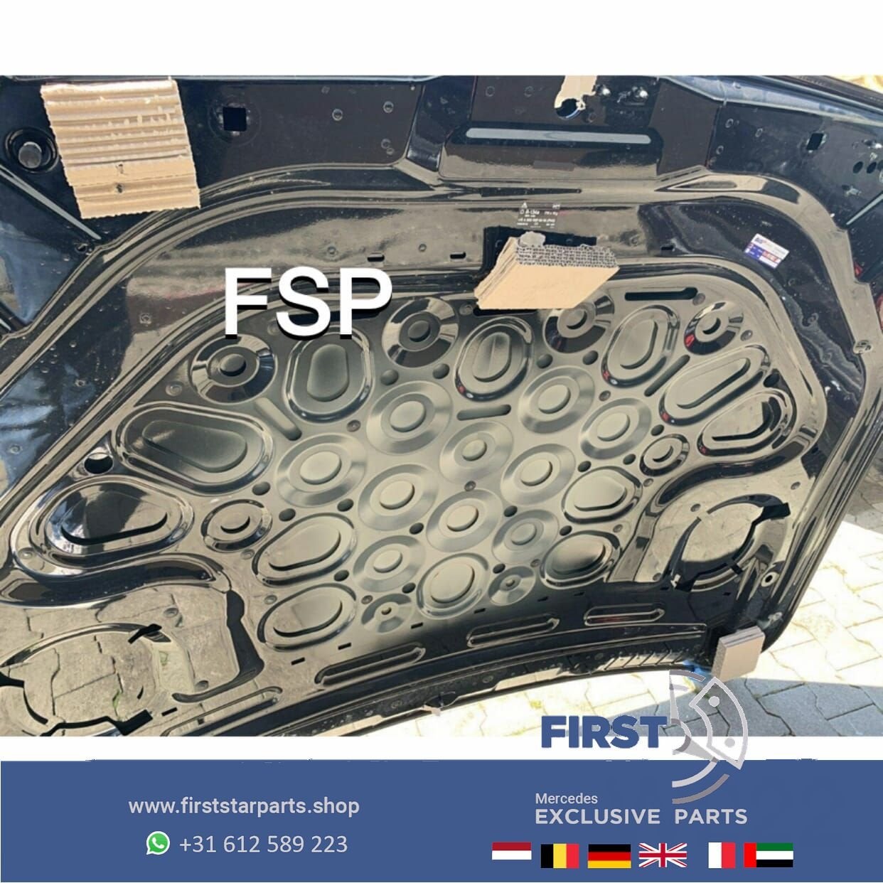 W222 MOTORKAP ZWART ORIGINEEL Mercedes S Klasse 2014-2020 V2, Gebruikt, -, Voor, Ophalen of Verzenden