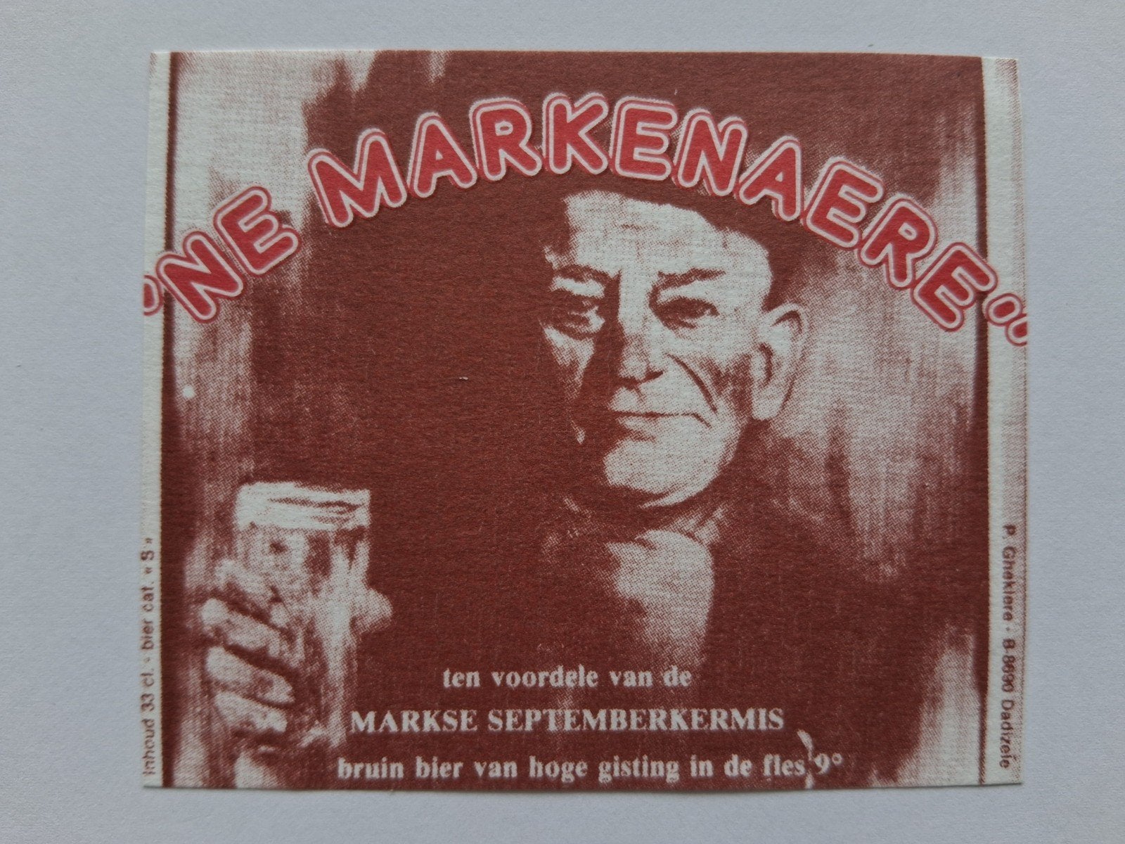 bieretiket Belgie Ghekiere Dadizele : Ne Markenaerr, Verzenden, Gebruikt, Overige typen, Overige merken
