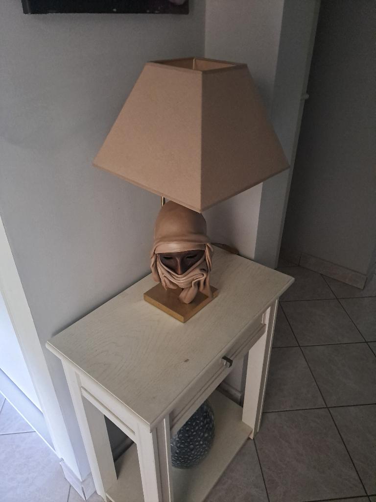 2 Kunstbeelden, 1 met lampekap (vrouw), ander man, Ophalen, Blauw, 50 - 100 cm, Beeld