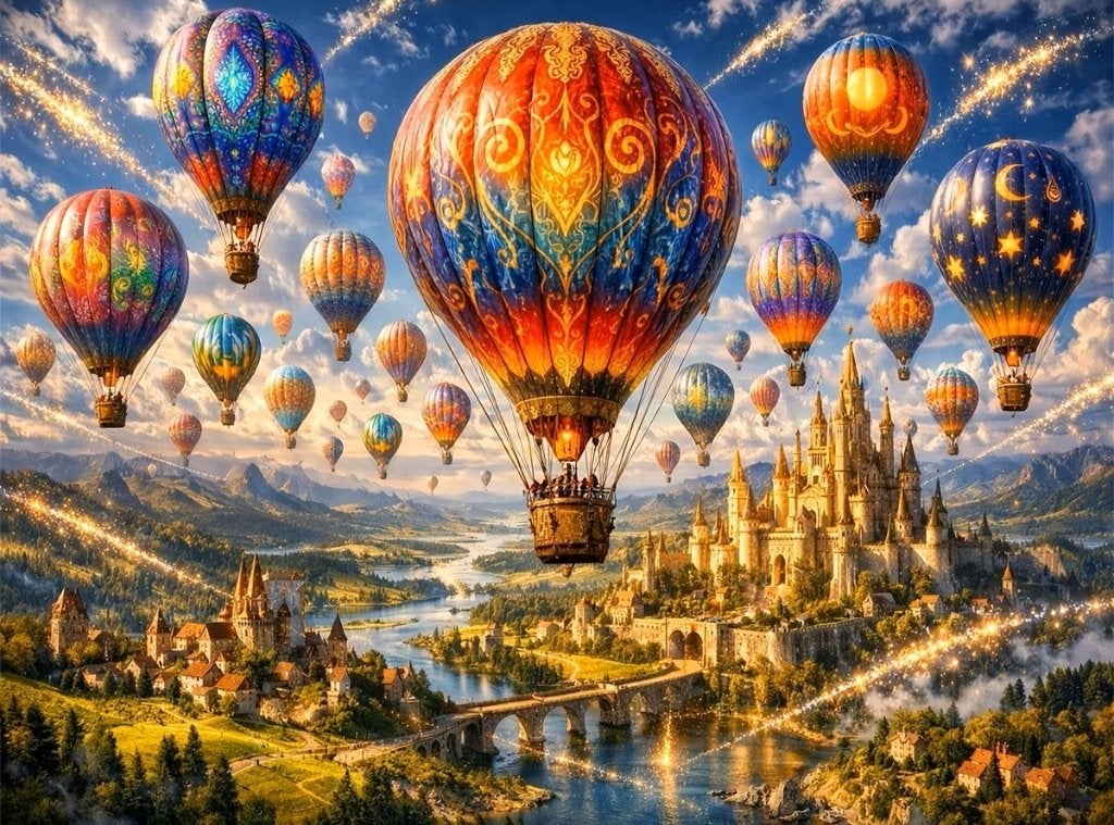 50x40cm Diamond Painting luchtballonnen (vierkant) nr 29, Hobby en Vrije tijd, Overige thema's, Nieuw, Meerkleurig, Ophalen of Verzenden