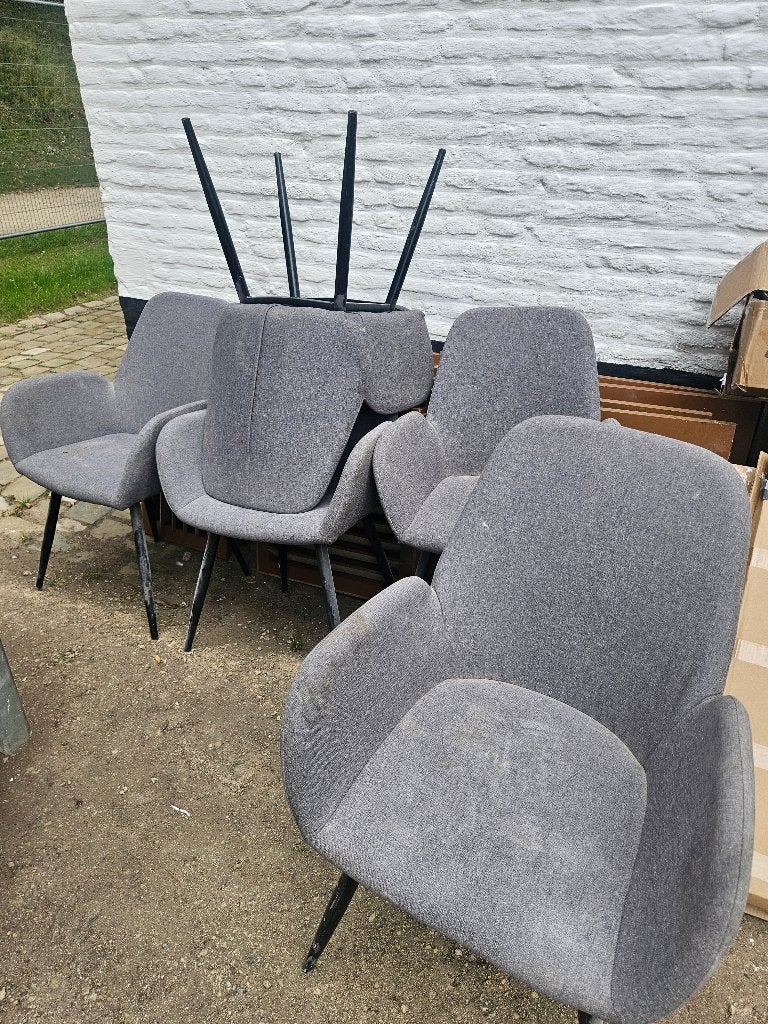 5x stoelen, Ophalen, Gebruikt, Grijs, Stof