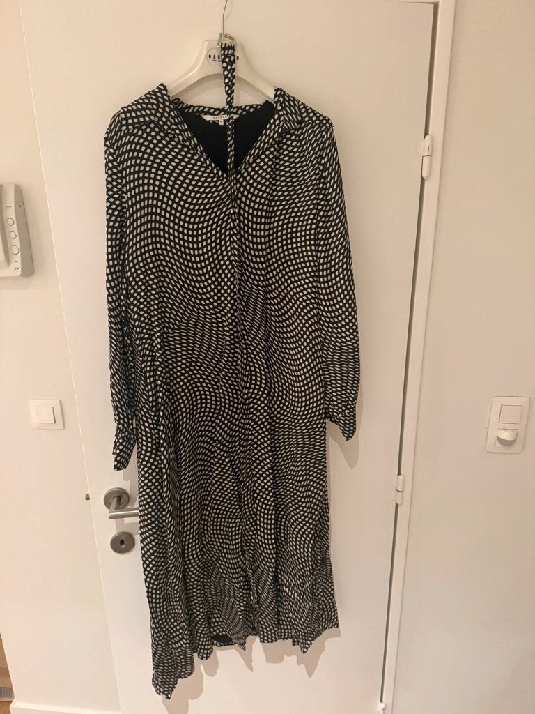 Robe longue Xandres T40 imprimé géométrique noir blanc, Taille 38/40 (M), Enlèvement ou Envoi, Comme neuf, Xandres