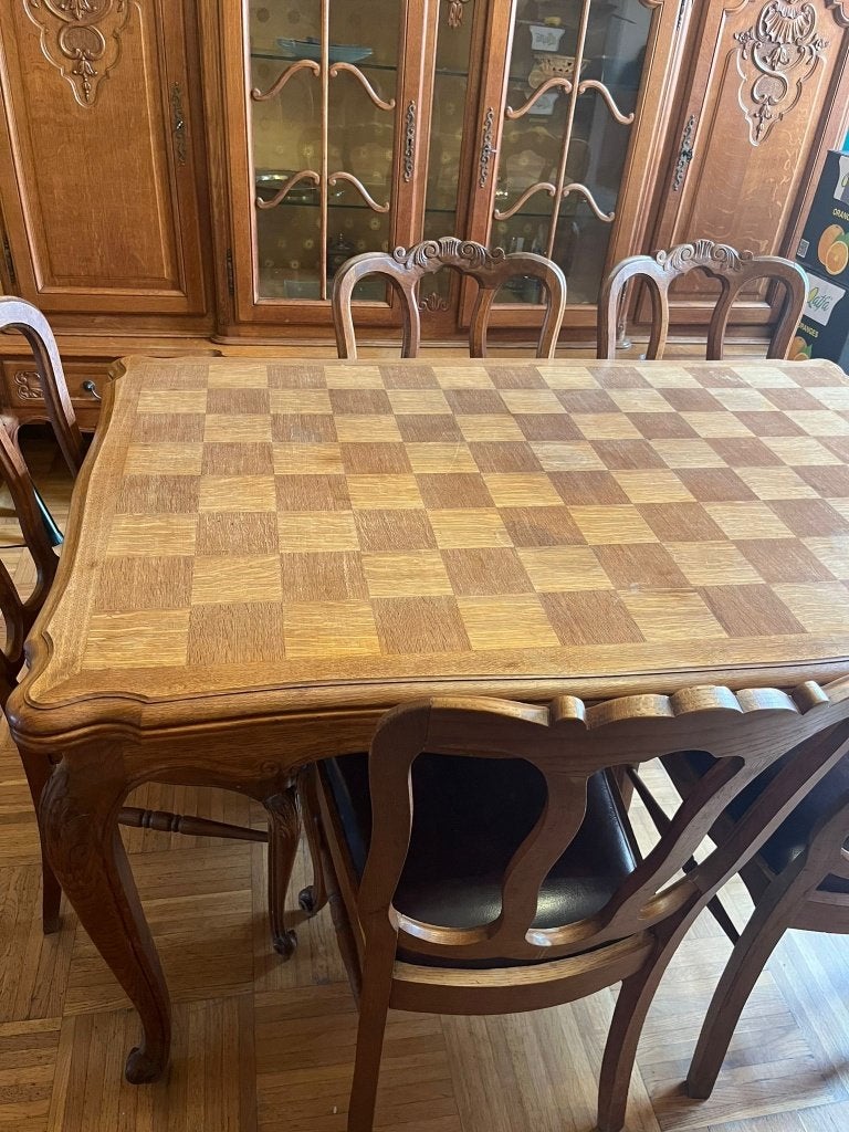 Grande table Style Louis XV / Marqueterie Damier, Maison & Meubles, Enlèvement, Neuf