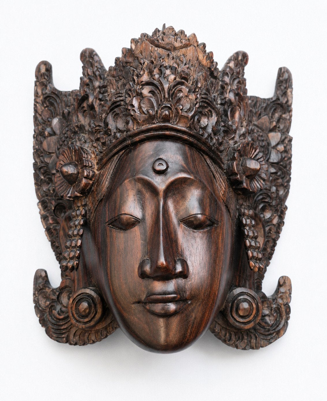 Handgesneden Balinees houten wandmasker – Indonesië – 20 cm, Huis en Inrichting, Woonaccessoires | Boeddhabeelden, 20 cm, Ophalen of Verzenden