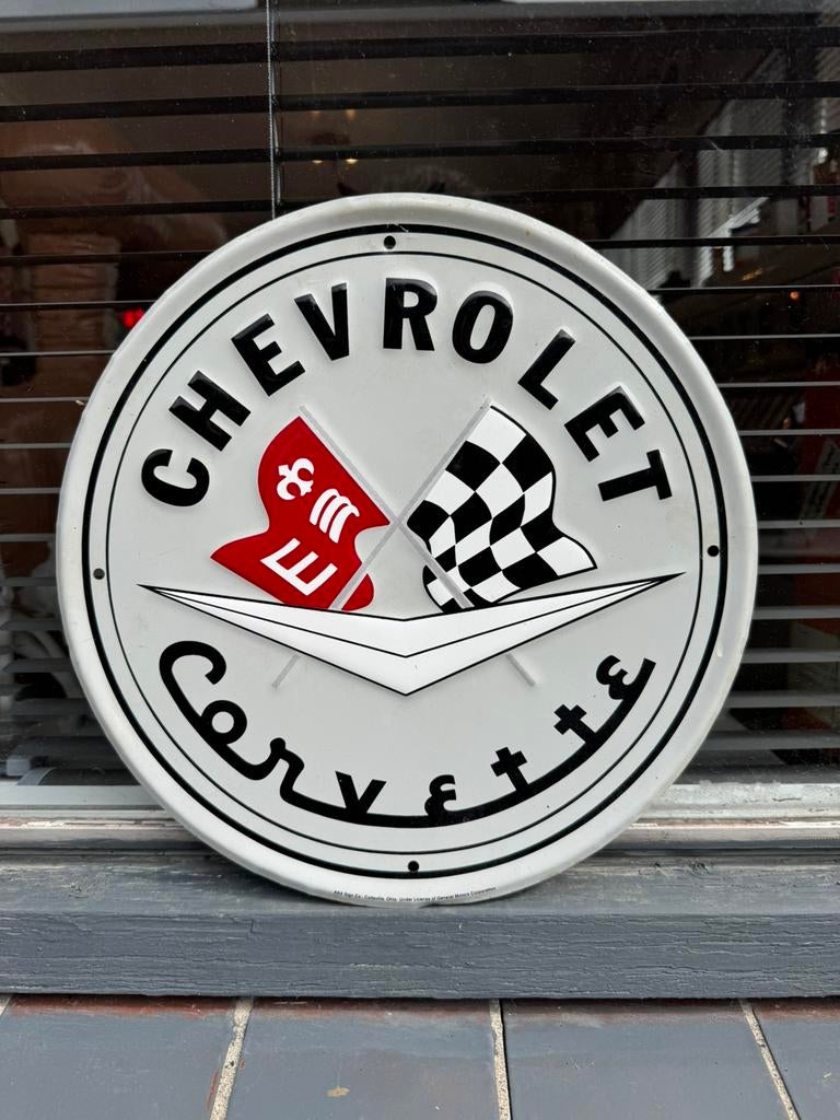 Chevrolet Corvette oud reclame bordje, Ophalen of Verzenden, Gebruikt, Reclamebord