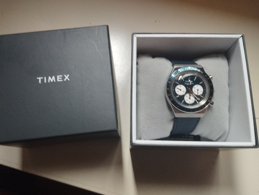 Montre Timex Q Chronograph, Autres marques, Cuir, Acier, Enlèvement
