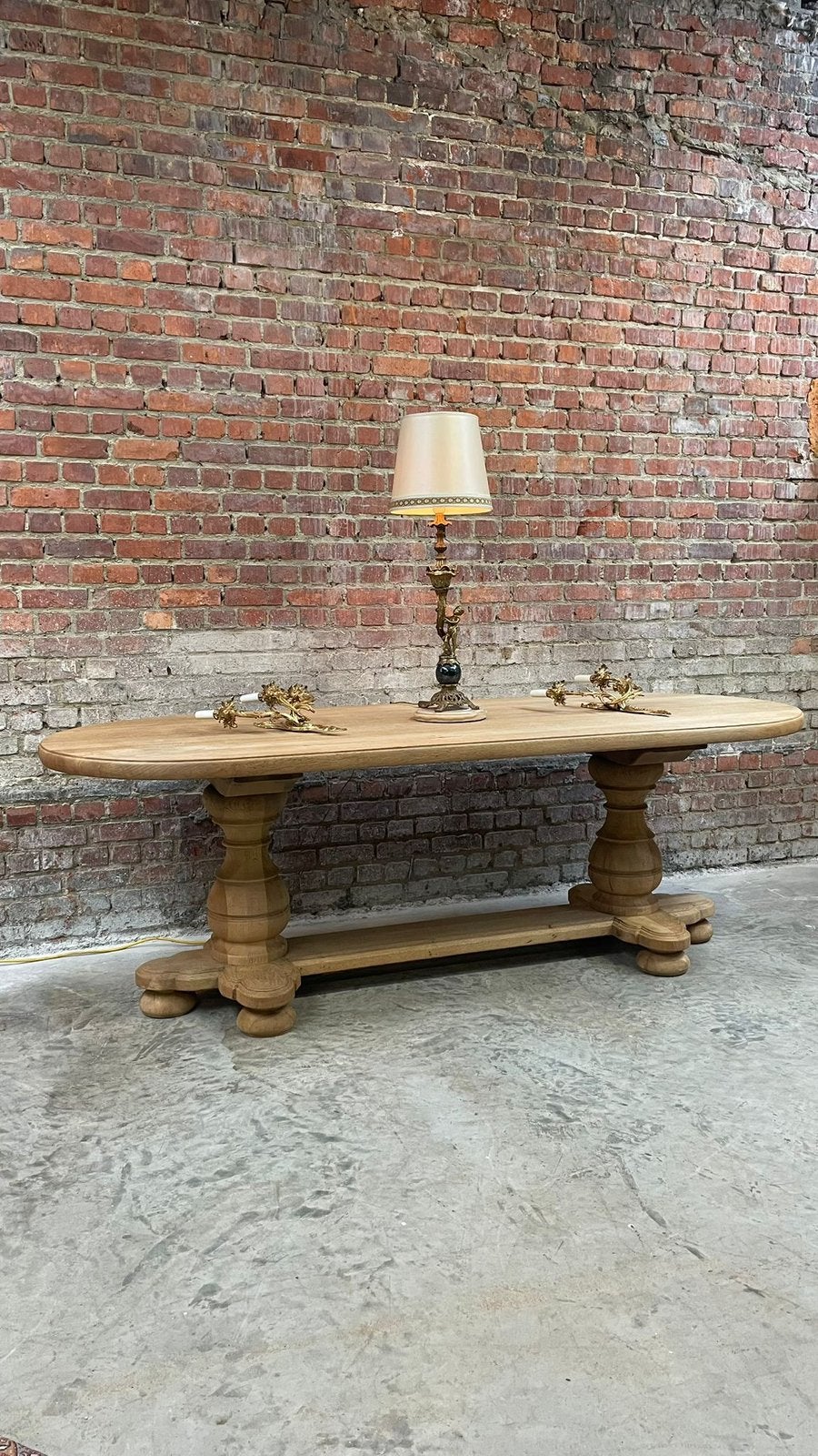 Massieve ovale kloostertafel van gebleekt eikenhout, Ophalen, Eikenhout