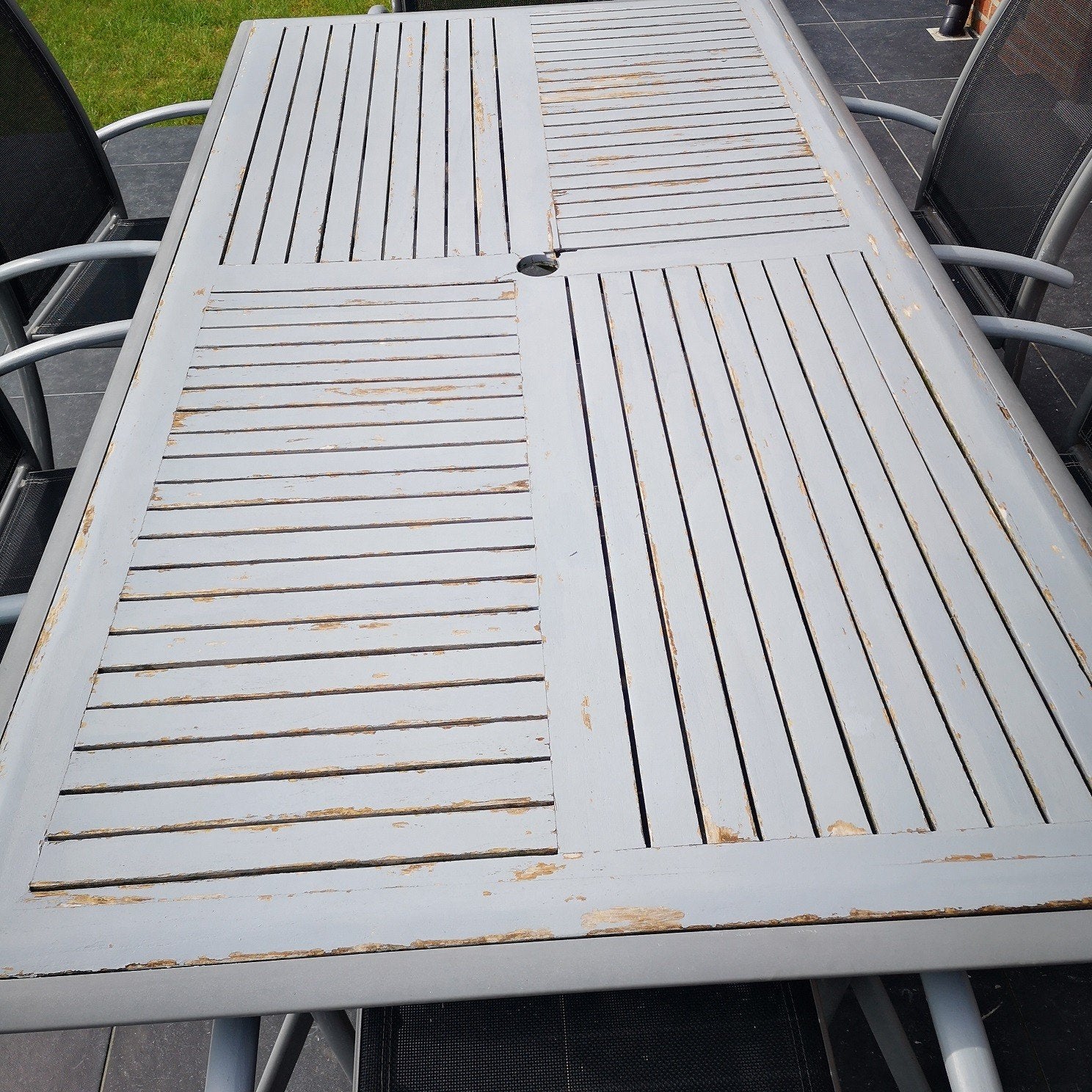 À donner : table de jardin en aluminium et bois, Jardin & Terrasse