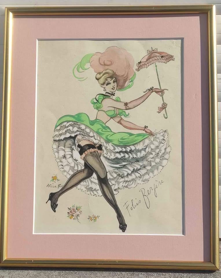 Lithographie folies berjere signe alice frey, Enlèvement ou Envoi