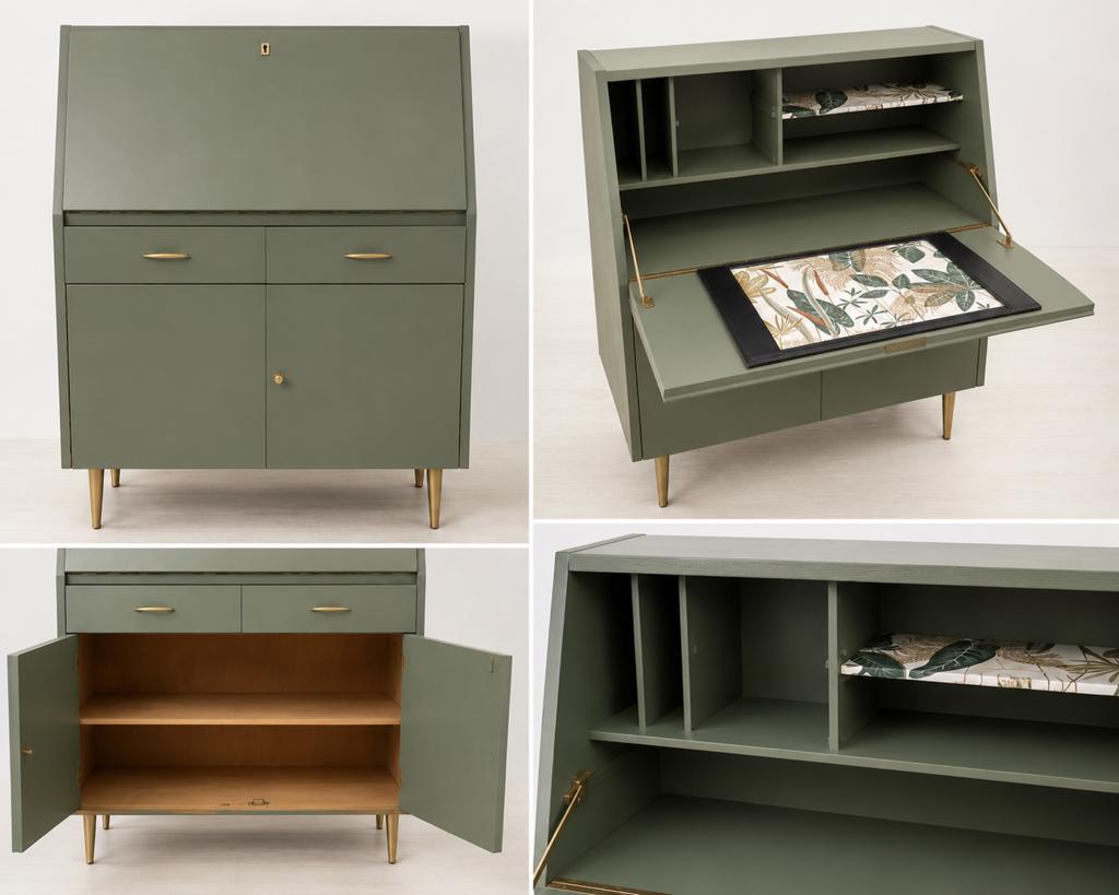 Retro bureaukast / secretaire – unieke make-over, Antiek en Kunst, Ophalen