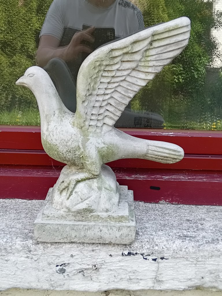 Ancienne Statue d'un pigeon en béton, Ophalen of Verzenden, Gebruikt, Beton, Dierenbeeld