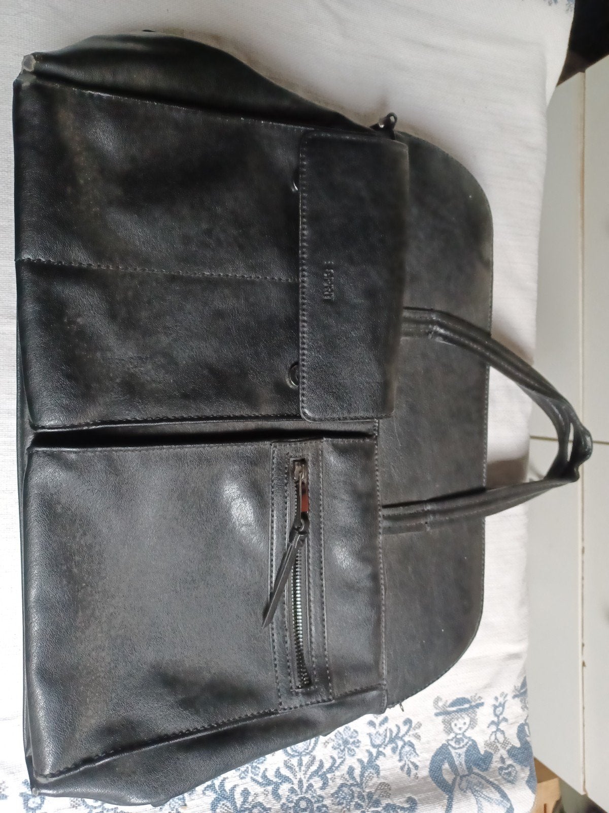 Lederen laptoptas esprit, Computers en Software, Laptoptassen, Ophalen, Zwart