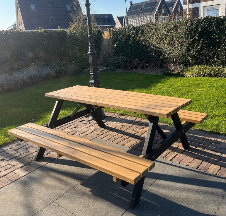 gloednieuwe pickcnicktafels - zwart bruin, Neuf, Enlèvement ou Envoi, Rectangulaire, Bois