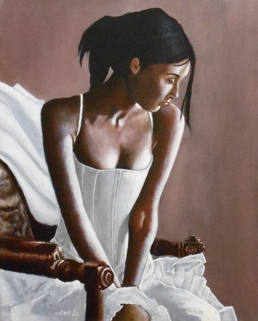 « Danseuse de ballet. Sadness » Peinture, Antiquités & Art, Textile, Peinture à l'huile, Certificat d'authenticité, Portrait