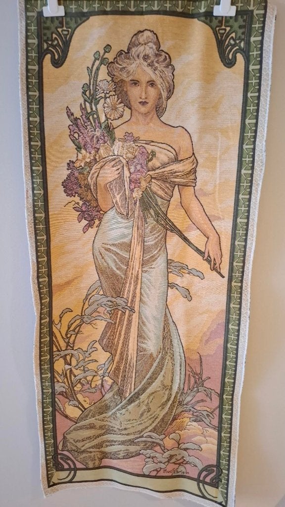 Tapisseries Art nouveau Les quatre saisons de Mucha, Antiquités & Art, Enlèvement ou Envoi