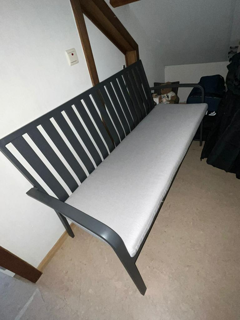 Mooie 3-zitbank met kussen, Tuin en Terras, Tuinbanken, Ophalen, Nieuw, Aluminium