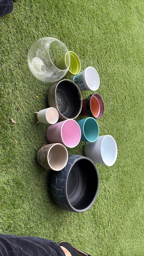 Verzameling potten /cashpots, Tuin en Terras, Bloempotten, Ophalen, Overige materialen, Rond, Binnen