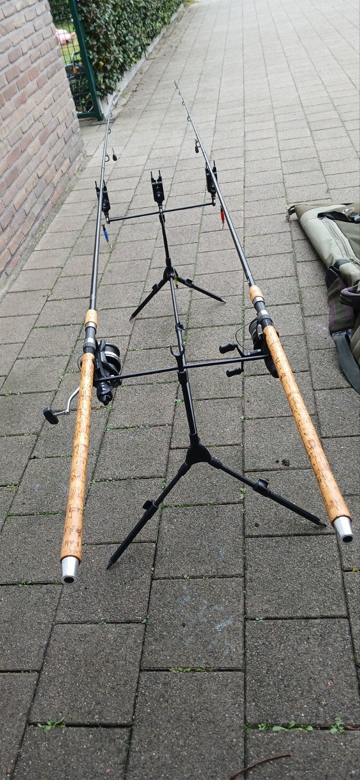 karperhengels met shimano molen + foudraal b carp, Enlèvement, Moulinet