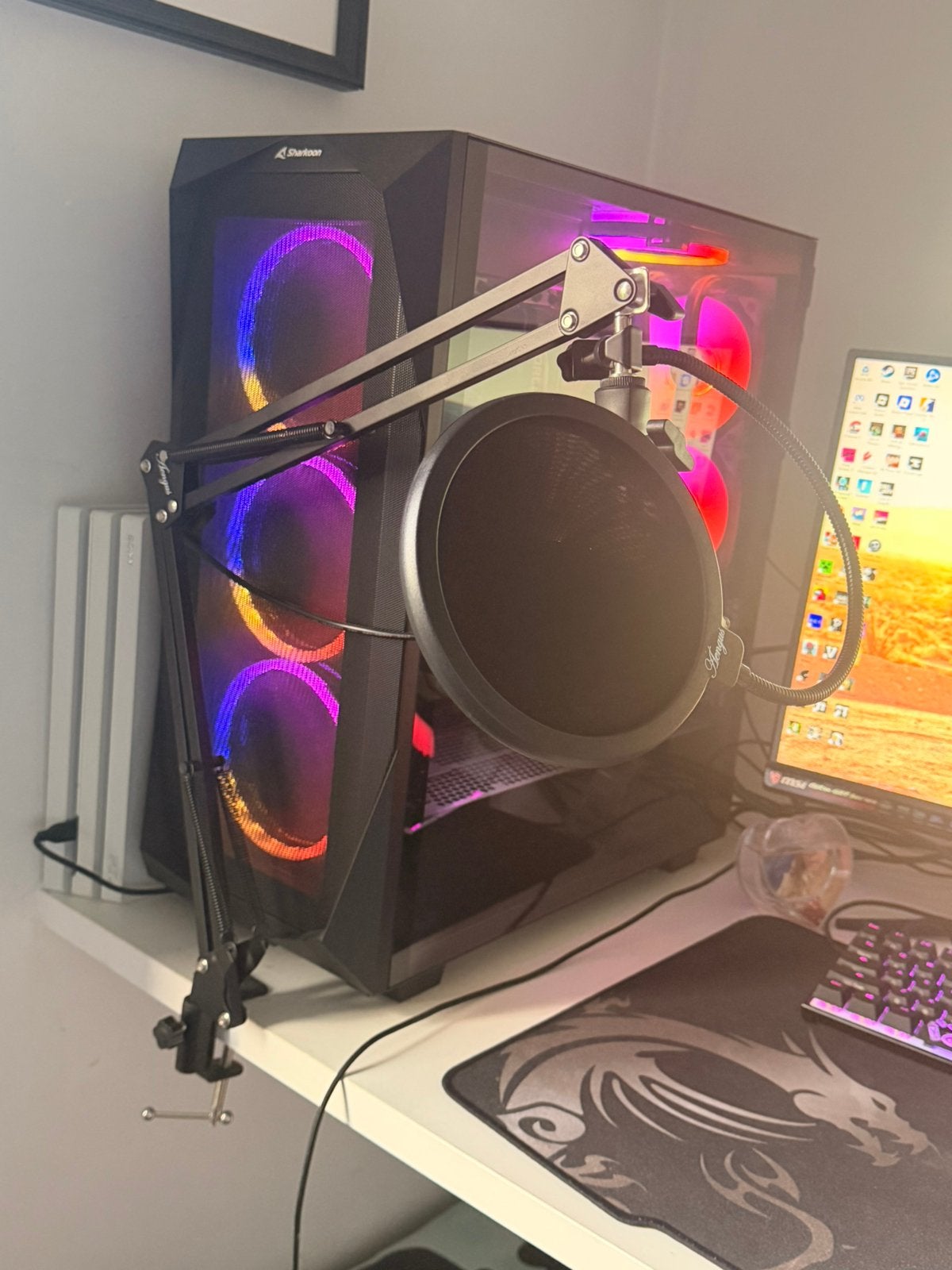 Gaming mic met boom arm, Ophalen of Verzenden, Zo goed als nieuw