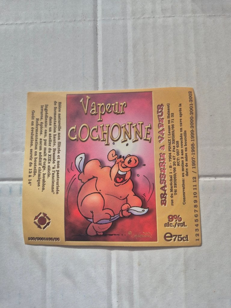 Etiquette Vapeur Cochonne (modèle 1), Collections, Enlèvement ou Envoi, Comme neuf, Autres types, Autres marques