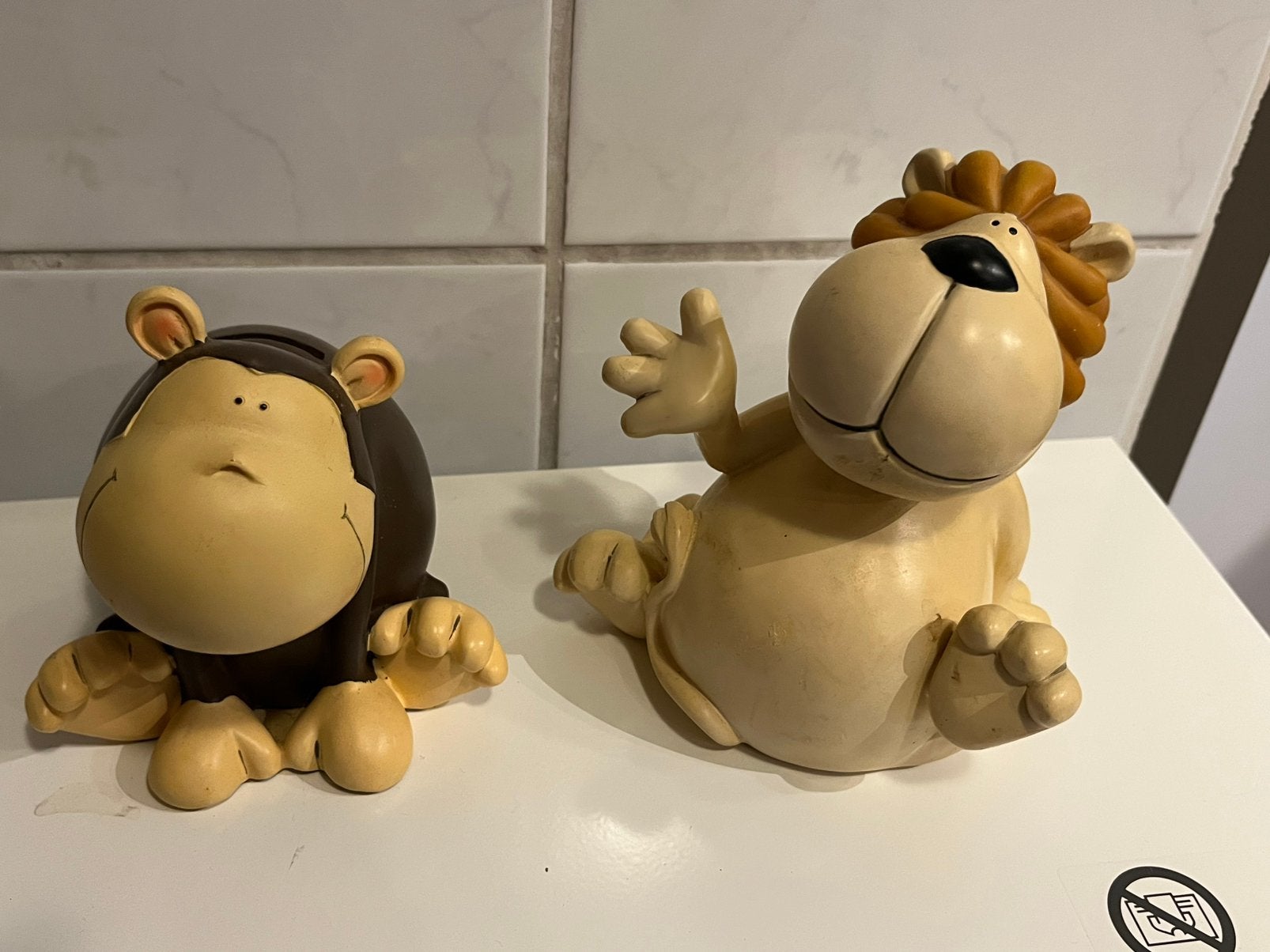 2 spaarpotjes met bewegende hoofdjes, Verzamelen, Ophalen of Verzenden, Zo goed als nieuw
