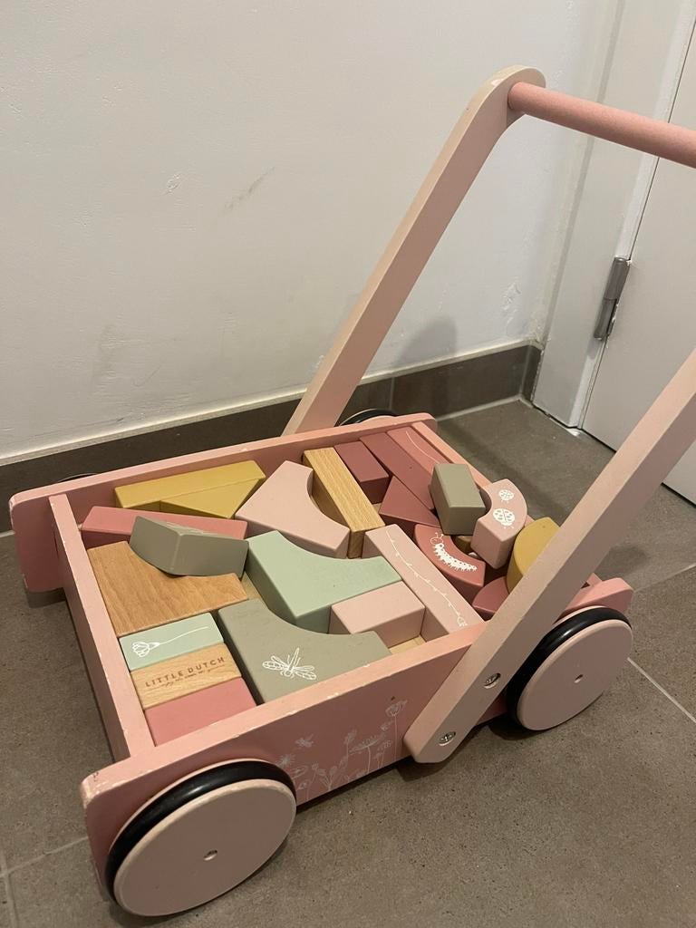 Little Dutch blokkenkar, Kinderen en Baby's, Speelgoed | Houten speelgoed, Ophalen, Gebruikt, Duw- of Trekspeelgoed
