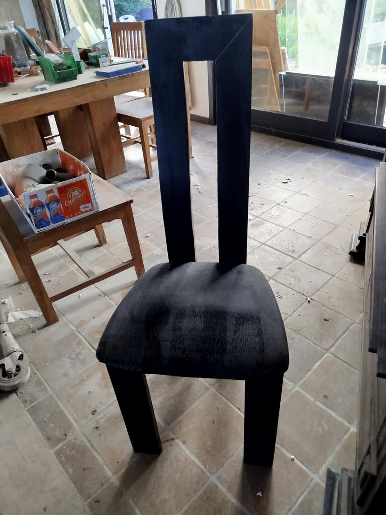 Stoel hout met stoffen zitting 8x, Ophalen, Zwart, Hout