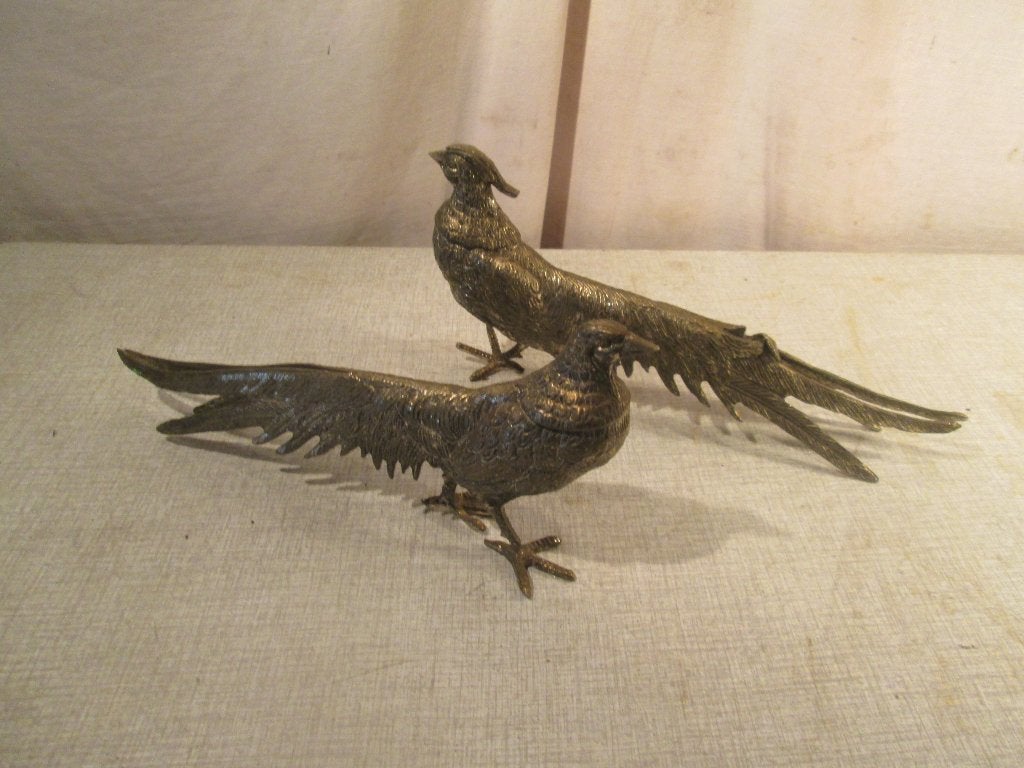 2 magnifiques statues de paon en cuivre - 28 x 13, Enlèvement ou Envoi, Cuivre