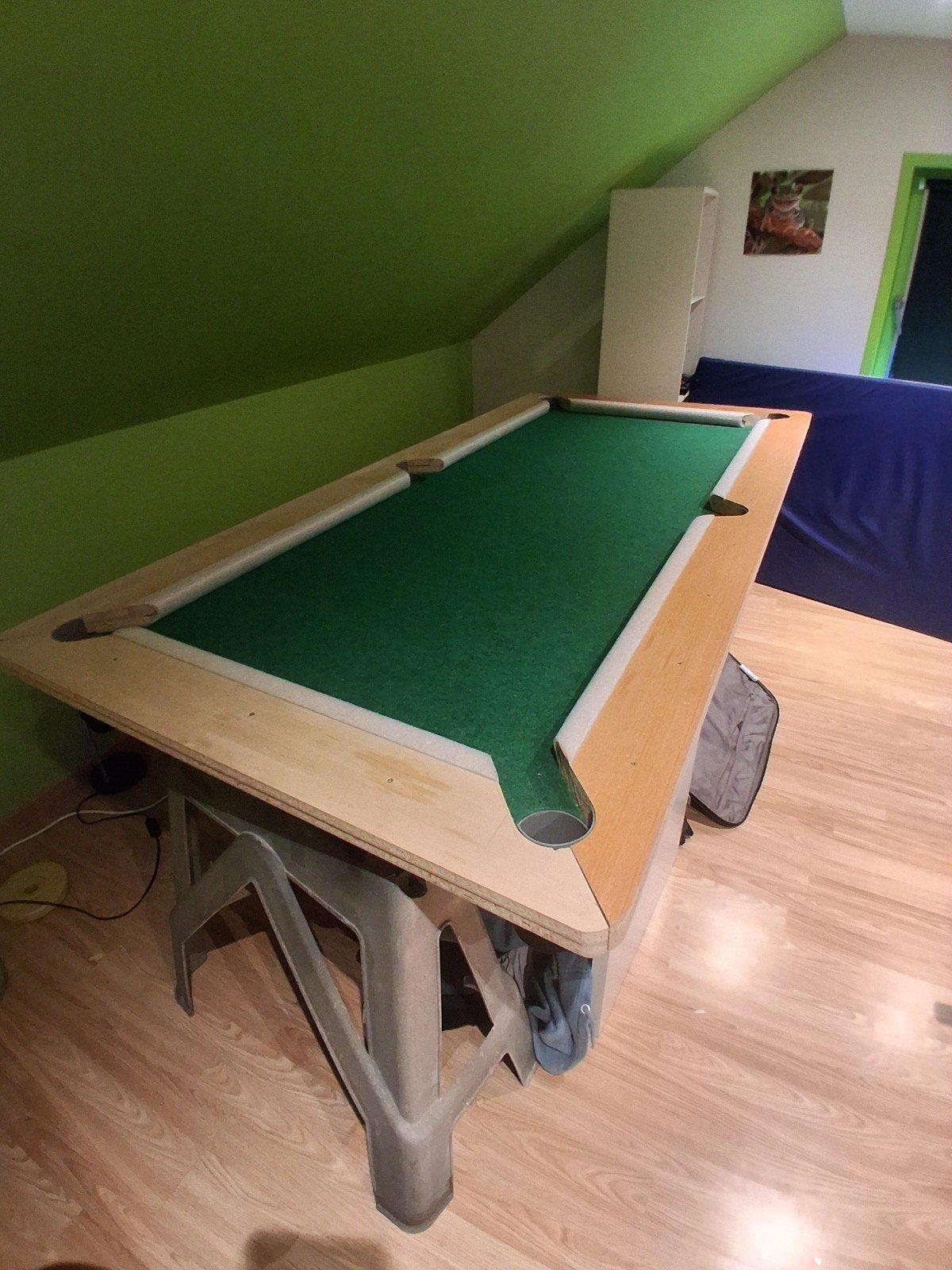 Zelfge maakte biljart tafel zeer goed, Enlèvement, Comme neuf, Table de billard