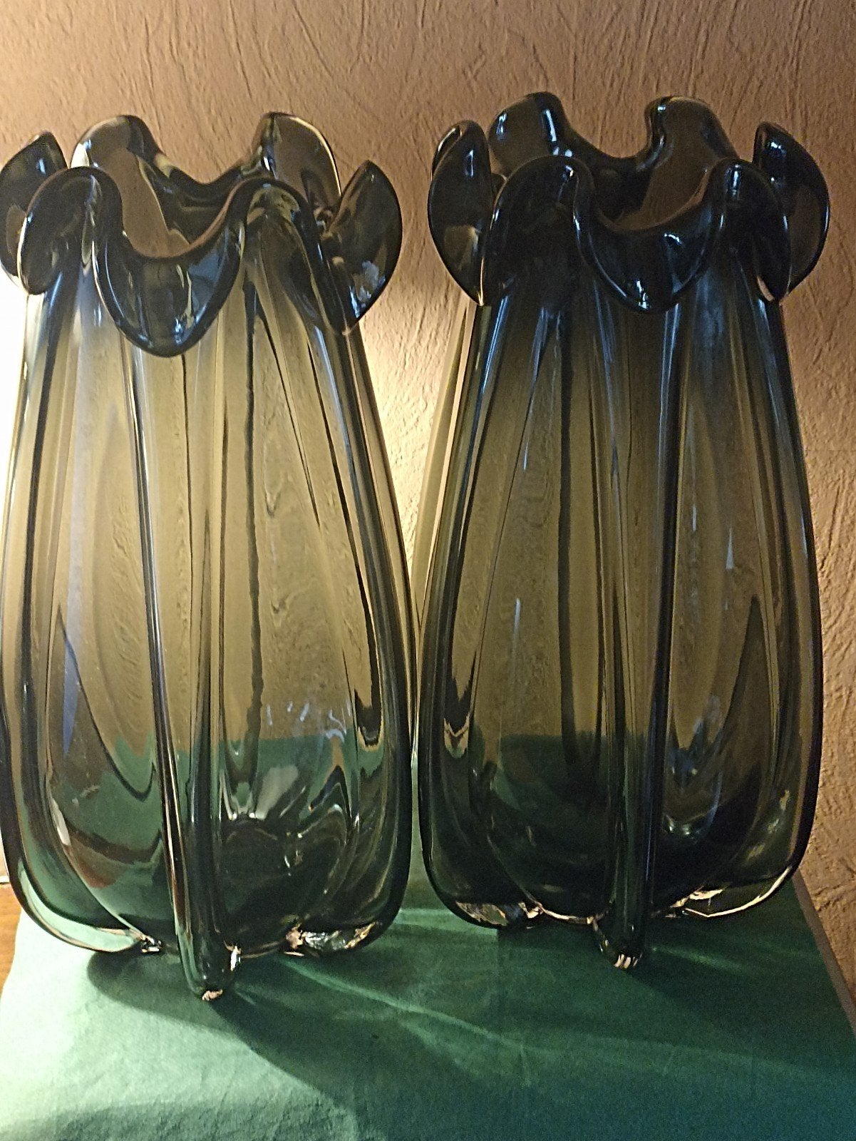 paire de grand vases vintage en verre soufflé main, Enlèvement