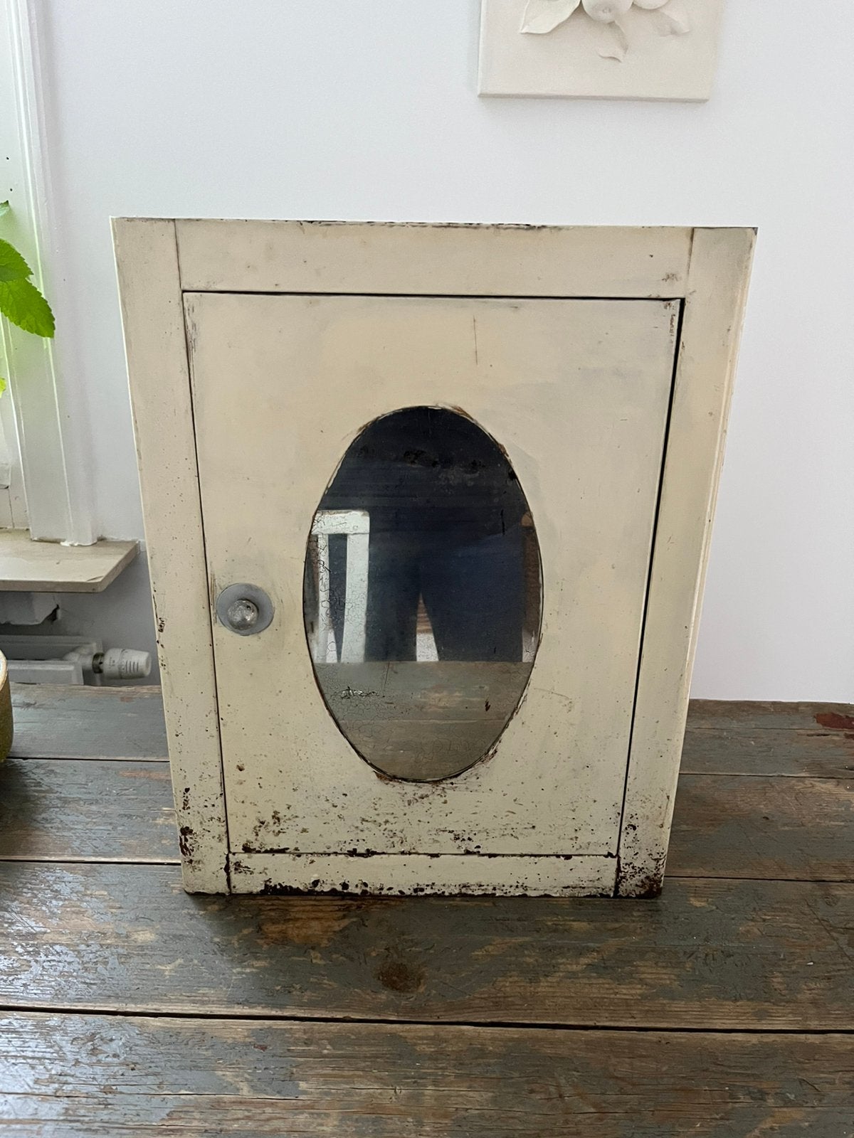 VINTAGE RETRO KASTJE MEDICIJNKASTJE METAAL SPIEGEL, Antiek en Kunst, Ophalen of Verzenden