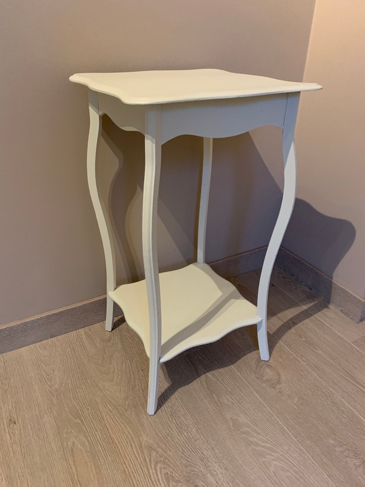 Wit gelakt houten tafeltje, Ophalen, Minder dan 55 cm, 60 cm of meer, Rechthoekig