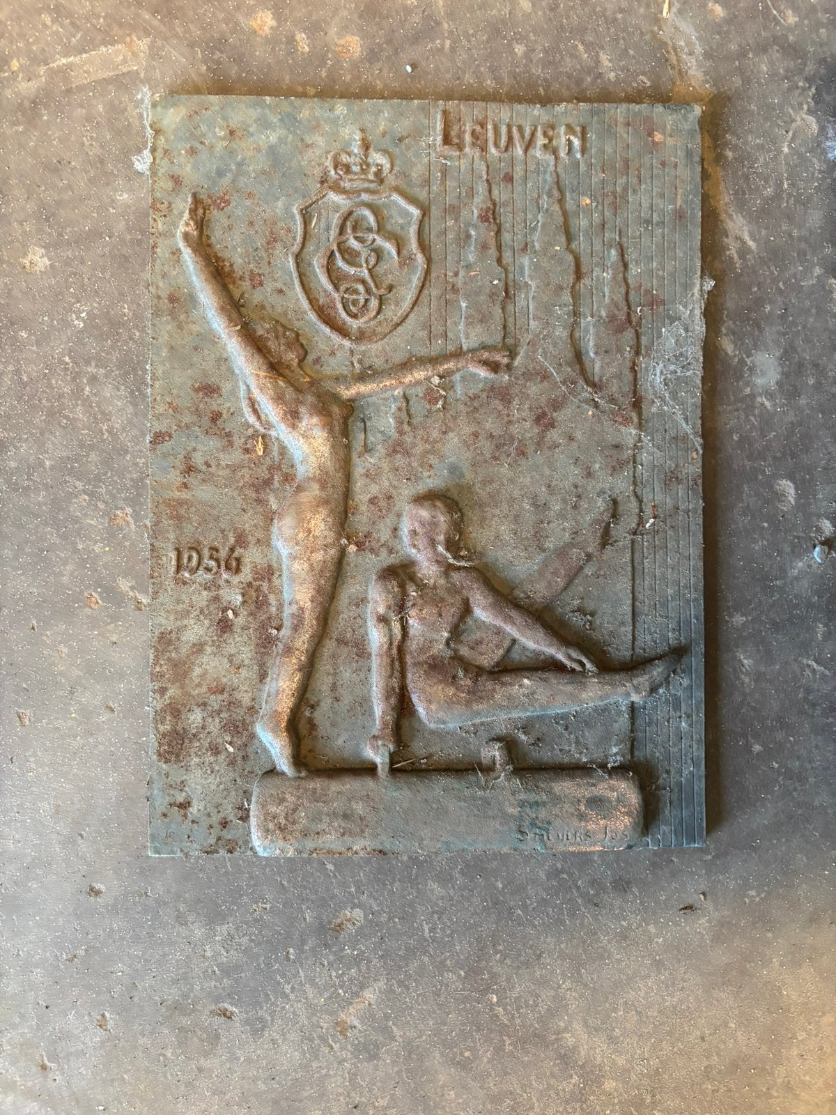 Plaque en bronze ancienne signée, Enlèvement ou Envoi, Bronze