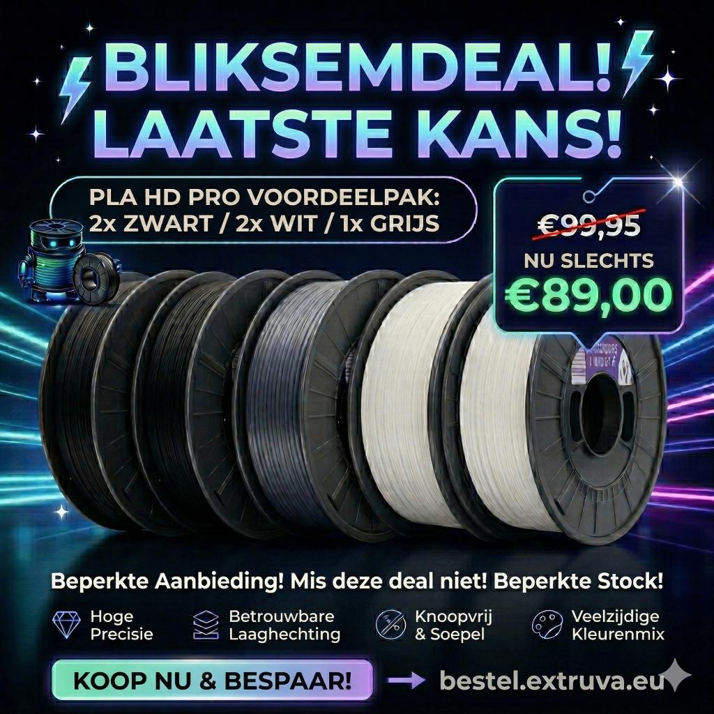 Premium Winkle PLA HD Bundle: 5x1kg Zwart/Wit/Grijs - NIEUW, Ophalen of Verzenden, Nieuw, Filamentrollen