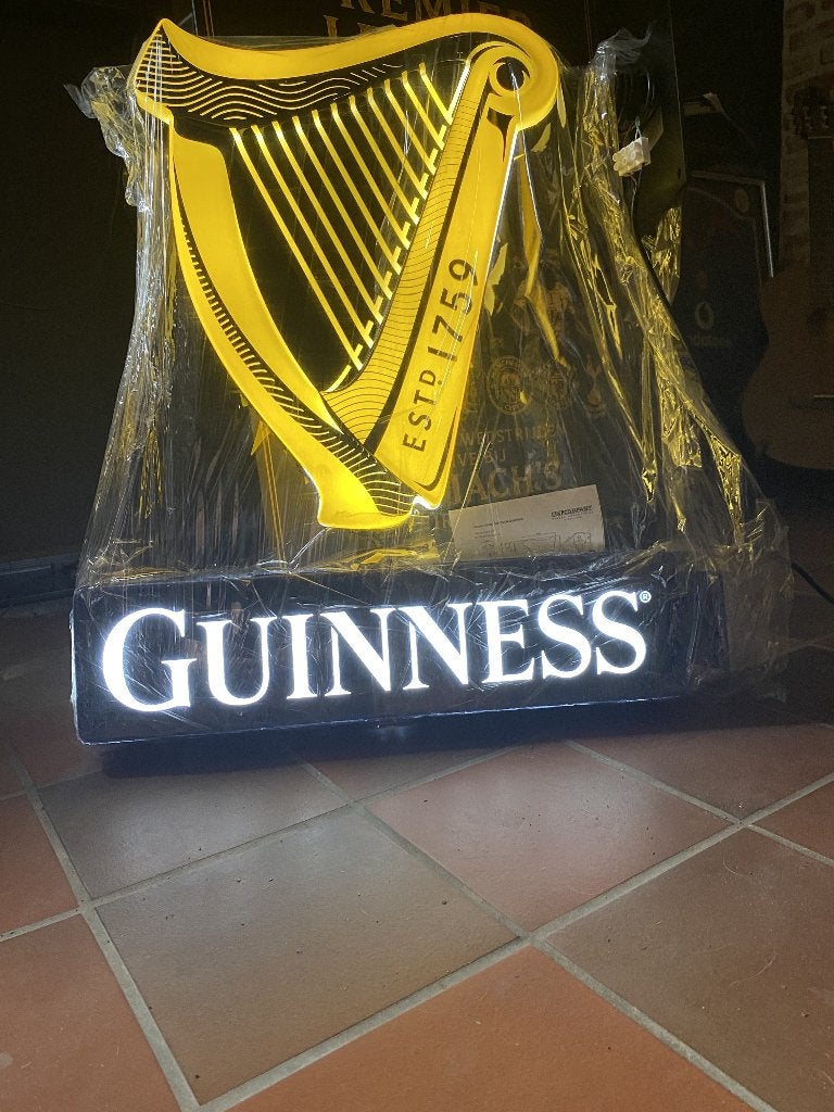 Guinness verlichte gevelreclame – dubbelzijdig – nieuw, Verzamelen, Ophalen of Verzenden, Nieuw, Reclamebord, Plaat of Schild