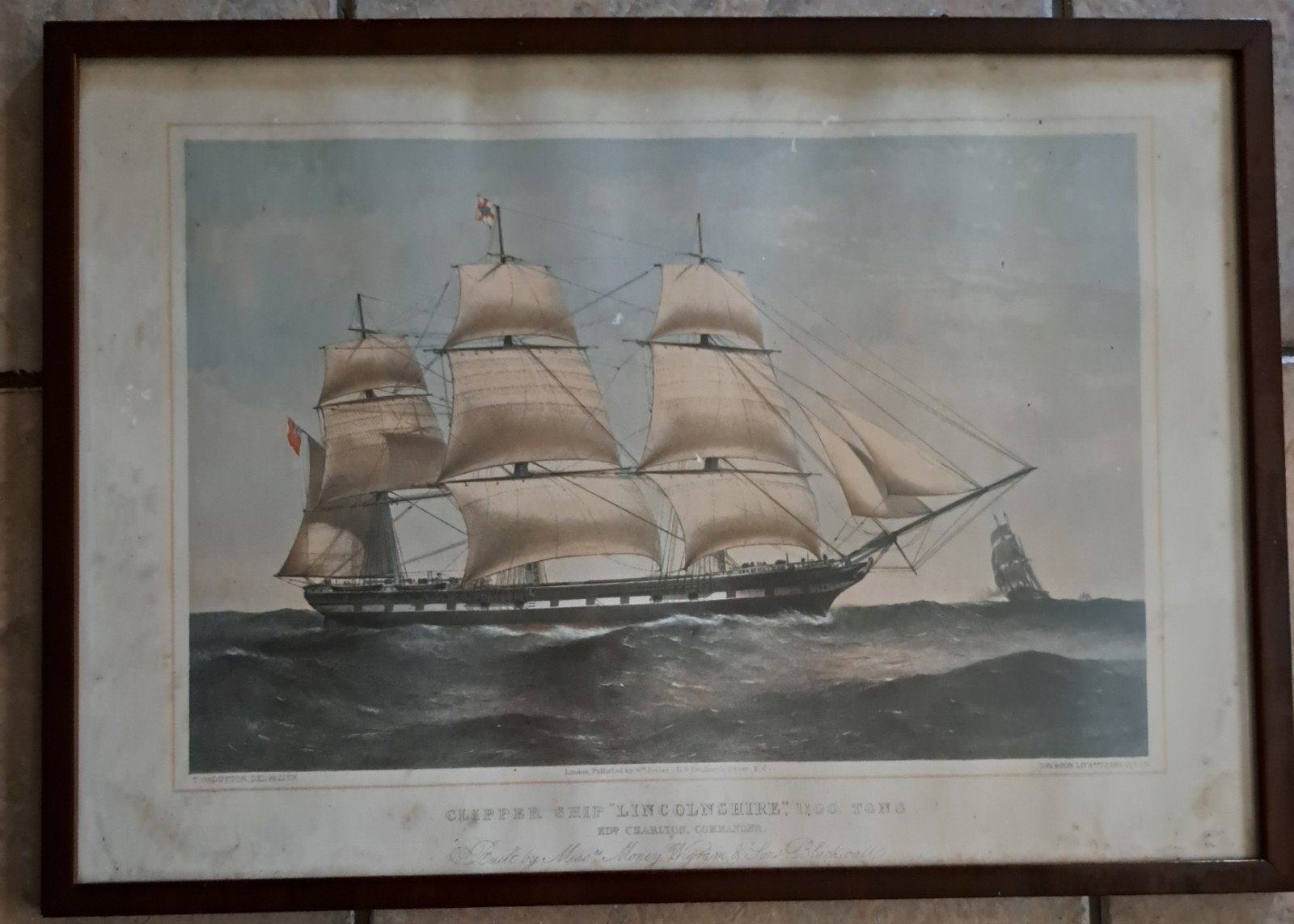 Navire Clipper Lincolnshire, Antiquités & Art, Encadré, Enlèvement, Impression, Maritime / eau