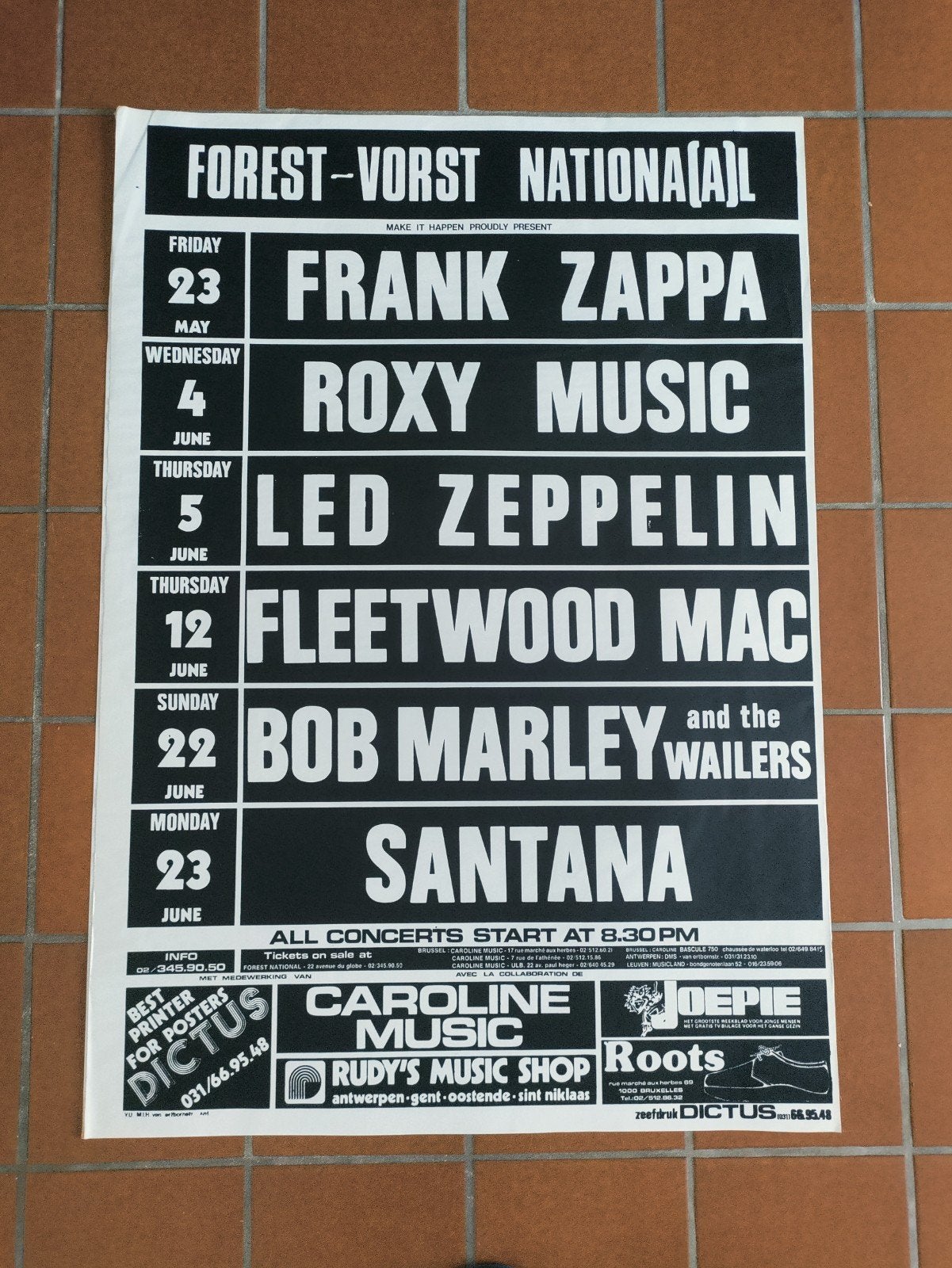 3 originele concertposters Forest National 1980, A3 formaat, Antiek en Kunst, Kunst | Tekeningen en Fotografie, Poster, Print/reproductie