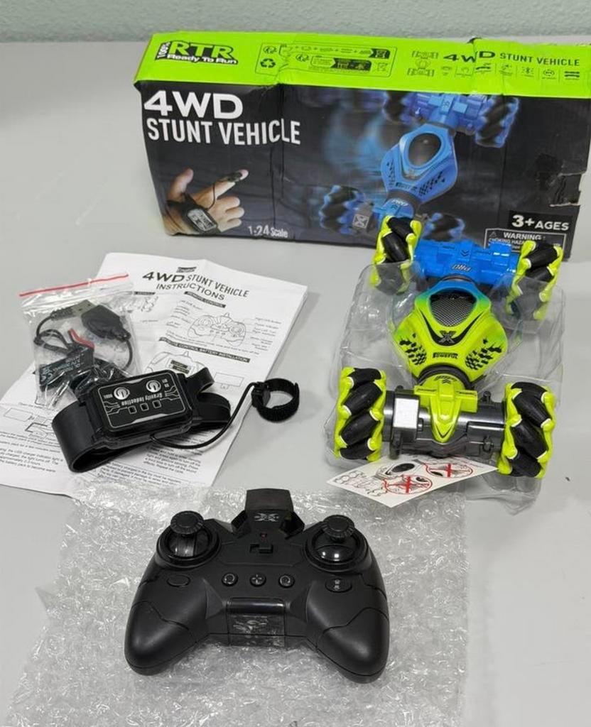 4WD RC Stunt Car Auto 1:24 RTR + hand controller bediening, Kinderen en Baby's, Ophalen of Verzenden, Nieuw, Afstandsbediening