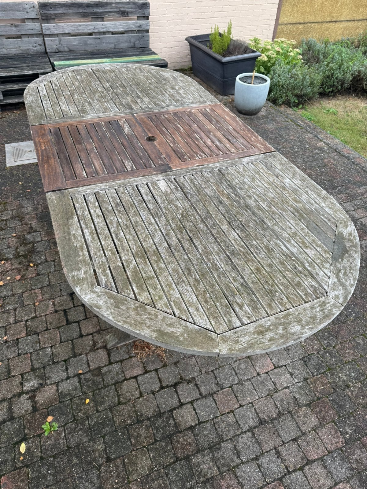 Tuintafel teak 240x110 verstelbaar, Tuin en Terras, Tuintafels, Ophalen, Gebruikt, Ovaal, Teakhout