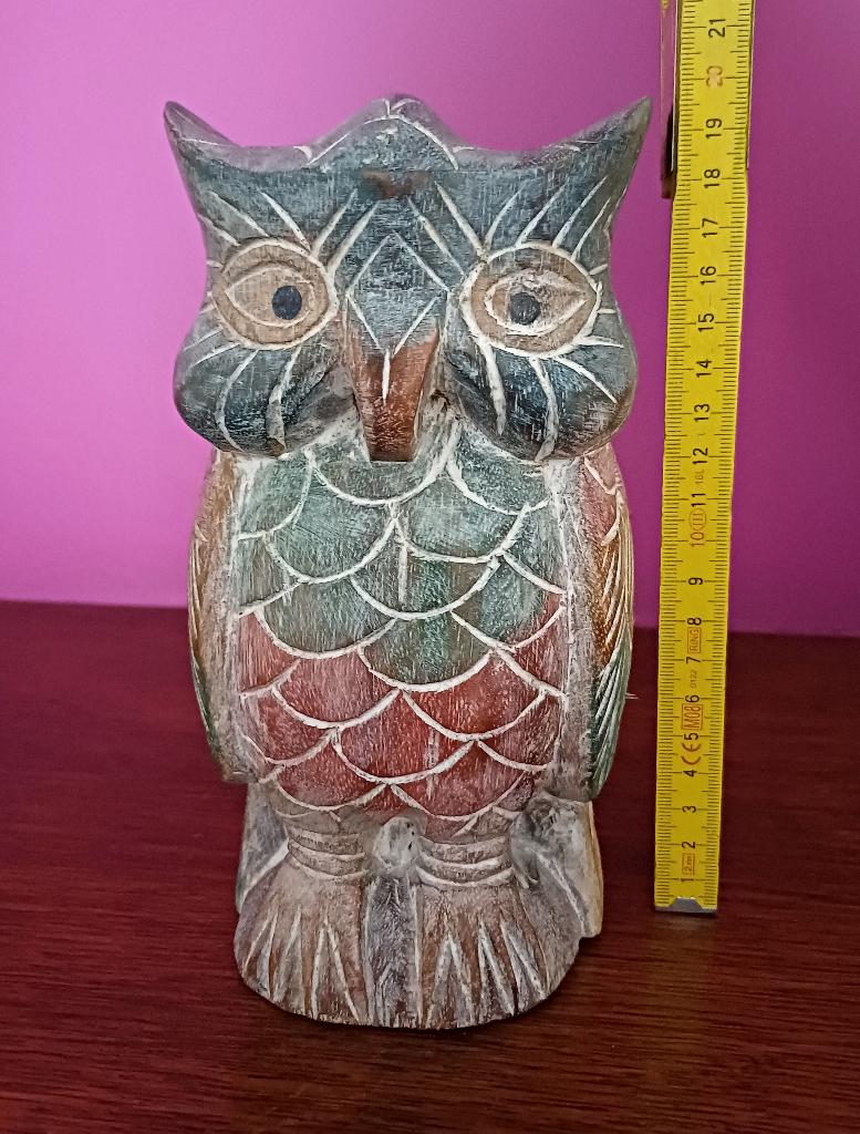 Mooie, grote uil in gekerfd hout als nieuw, Ophalen of Verzenden, Zo goed als nieuw