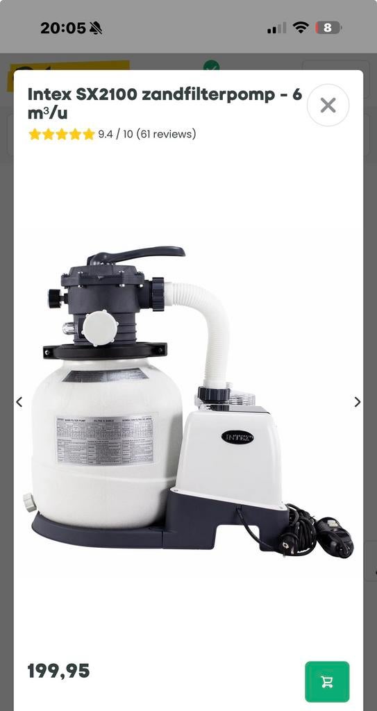Intex zandfilterpomp zwembad 6m3, Tuin en Terras, Zwembad-toebehoren, Zo goed als nieuw, Ophalen