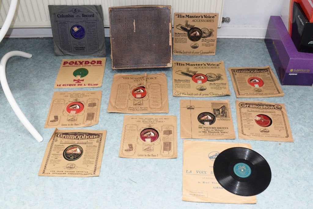 Liquidatie 12 Grammofoonplaat his master voice antiek, Antiek en Kunst, Ophalen of Verzenden