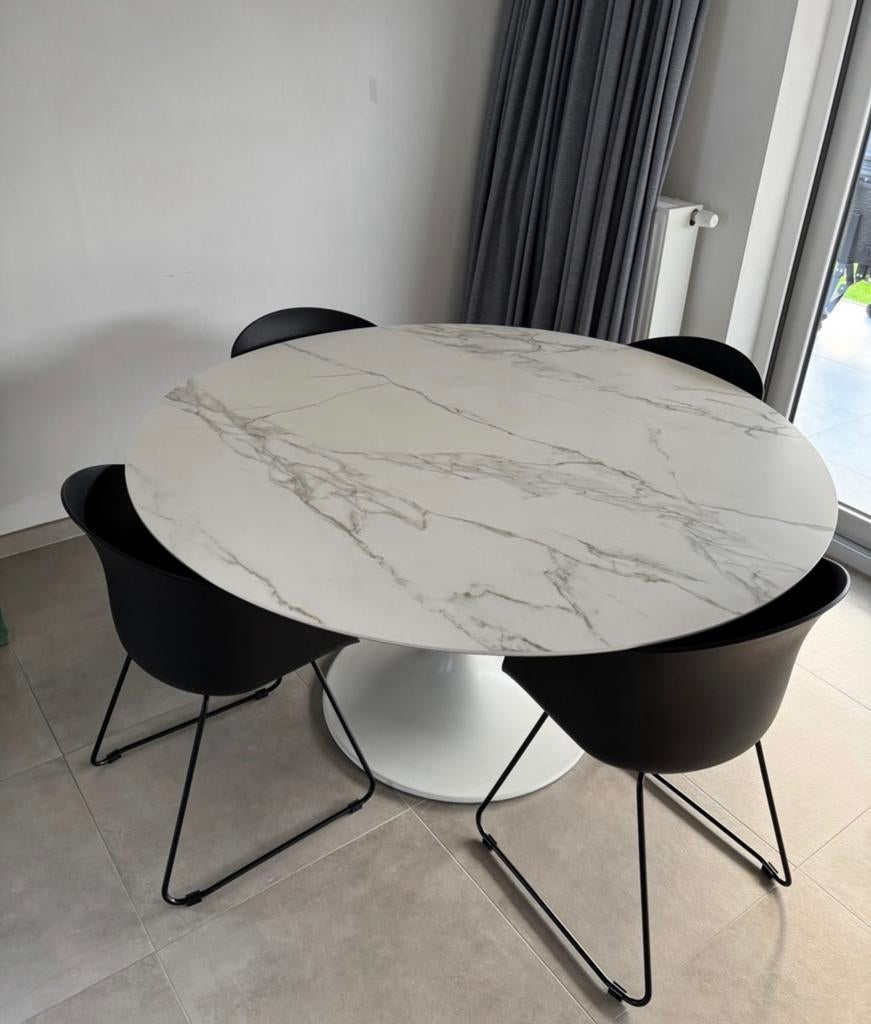 Marmerlook tafel composiet 160cm, Ophalen, Zo goed als nieuw